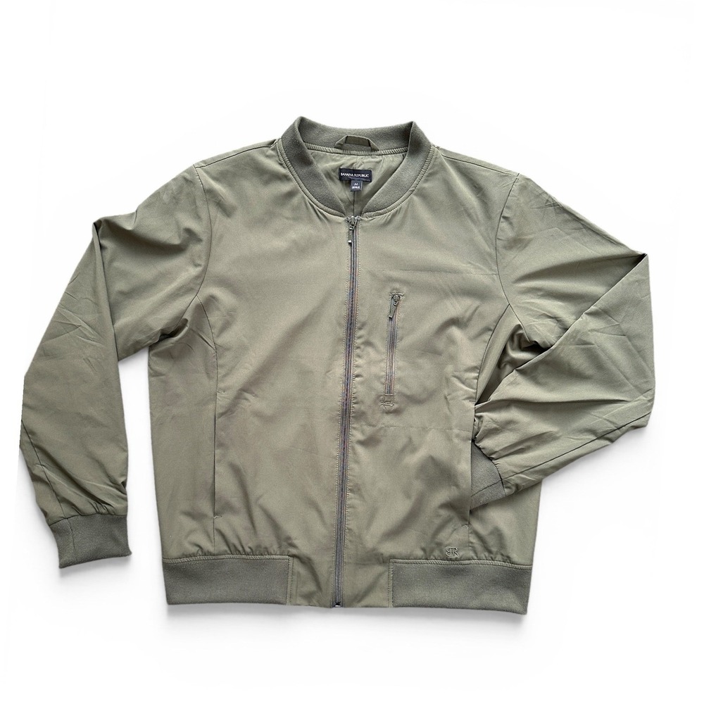 Banana Republic Bomber Jacket Womens M Olive Green Excellent Stretch Zip Utility